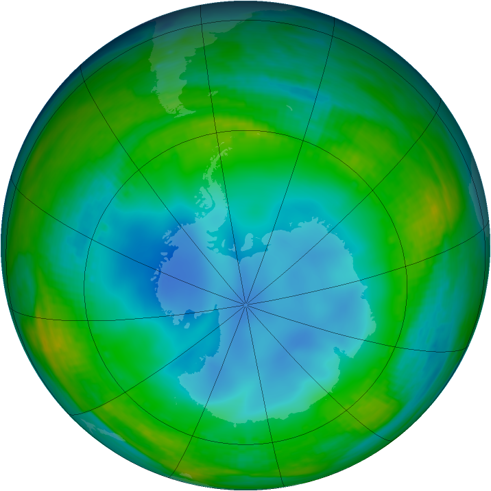 Antarctic ozone map for 10 July 1987